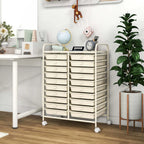 Costway 20 Drawer Rolling Storage Cart Tools Scrapbook Paper Office School Organizer Yellow