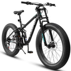 Ambifirner 26" Fat Tire Mountain Bike with Full Suspension - 4" Wide All-Terrain Tires & Shimano 21-Speed Drivetrain - Outdoor Bike for Men/Women 85% Pre-Assembled Durable Design