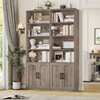 Homfa 73�� Tall Bookcases with Doors, 8 Cubes 6-Tier Double Row Bookshelf, White Bookcase for Living Room Home Office