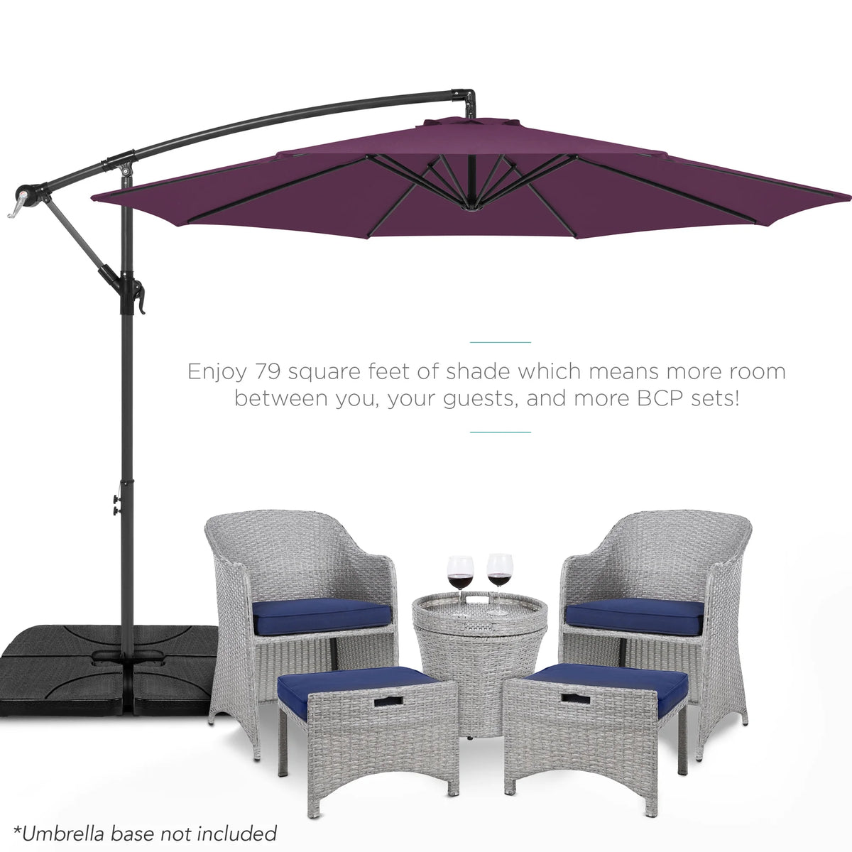 Best Choice Products 10ft Offset Hanging Outdoor Market Patio Umbrella w/ Easy Tilt Adjustment - Tan