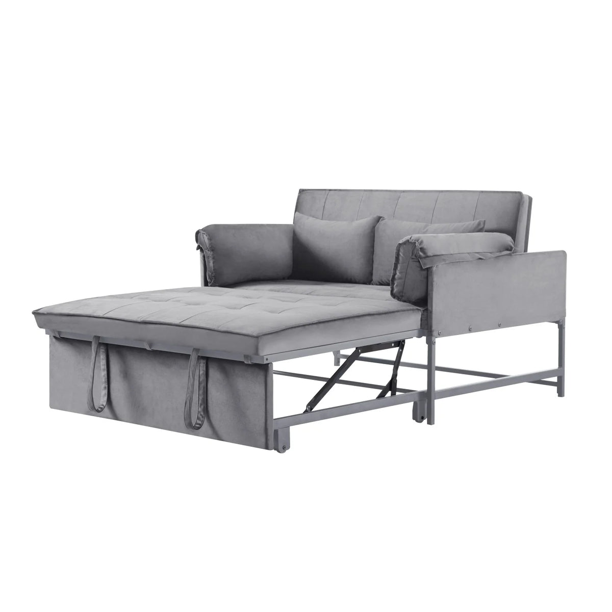 Gewnee 46" Velvet Sleeper Sofa Reclining Convertible Futon Couch Bed for Living Room, Guest & Small Spaces(Black)