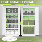 SUNCROWN 72" Metal Storage Cabinet - Heavy-Duty Metal Garage Cabinet with 4 Adjustable Shelves & 2 Doors for Tools, Office, Home, Workshop,White-Small