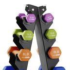 HolaHatha Neoprene Dumbbell Weight Set with Rack (Black), 112.5 lb