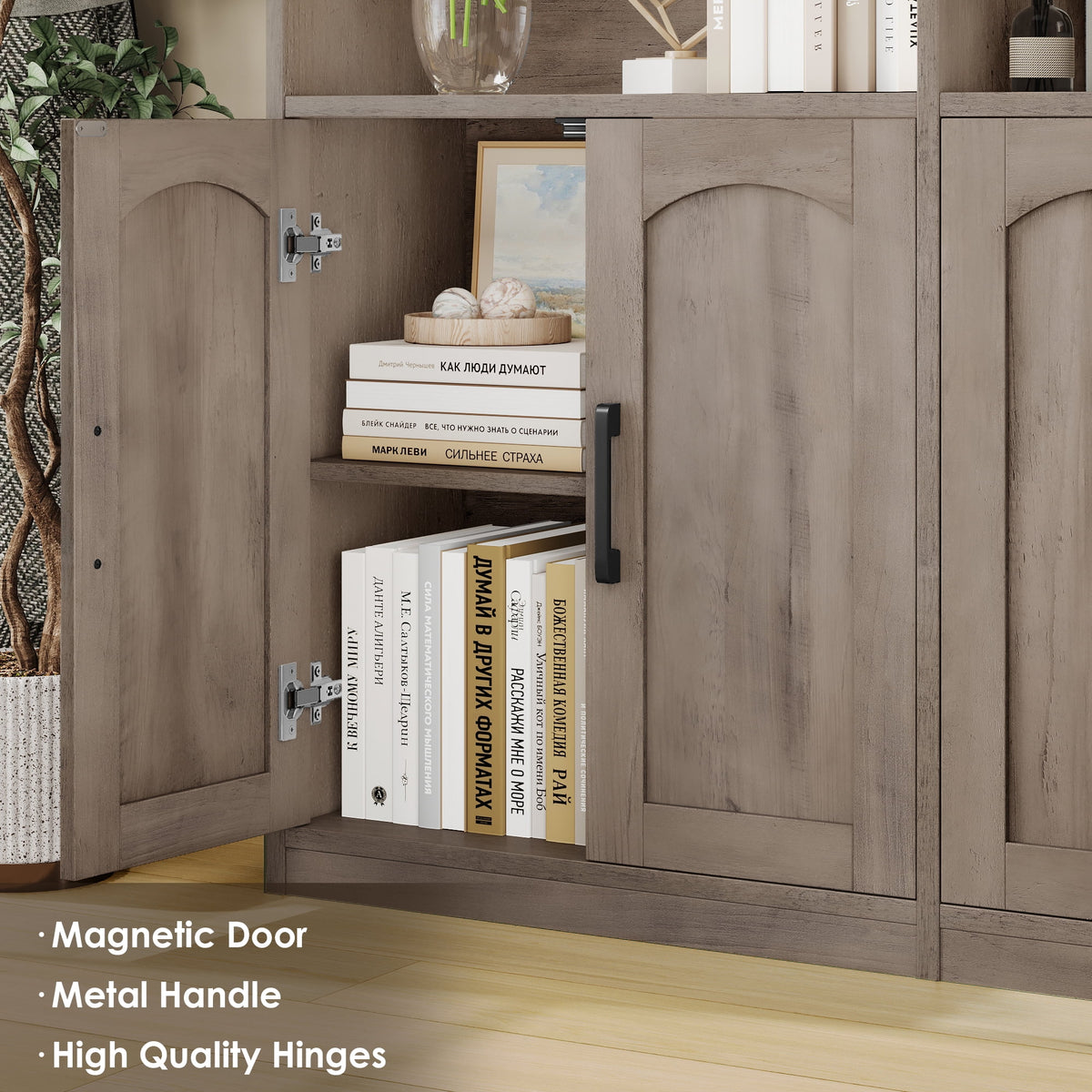 Homfa 73�� Tall Bookcases with Doors, 8 Cubes 6-Tier Double Row Bookshelf, White Bookcase for Living Room Home Office