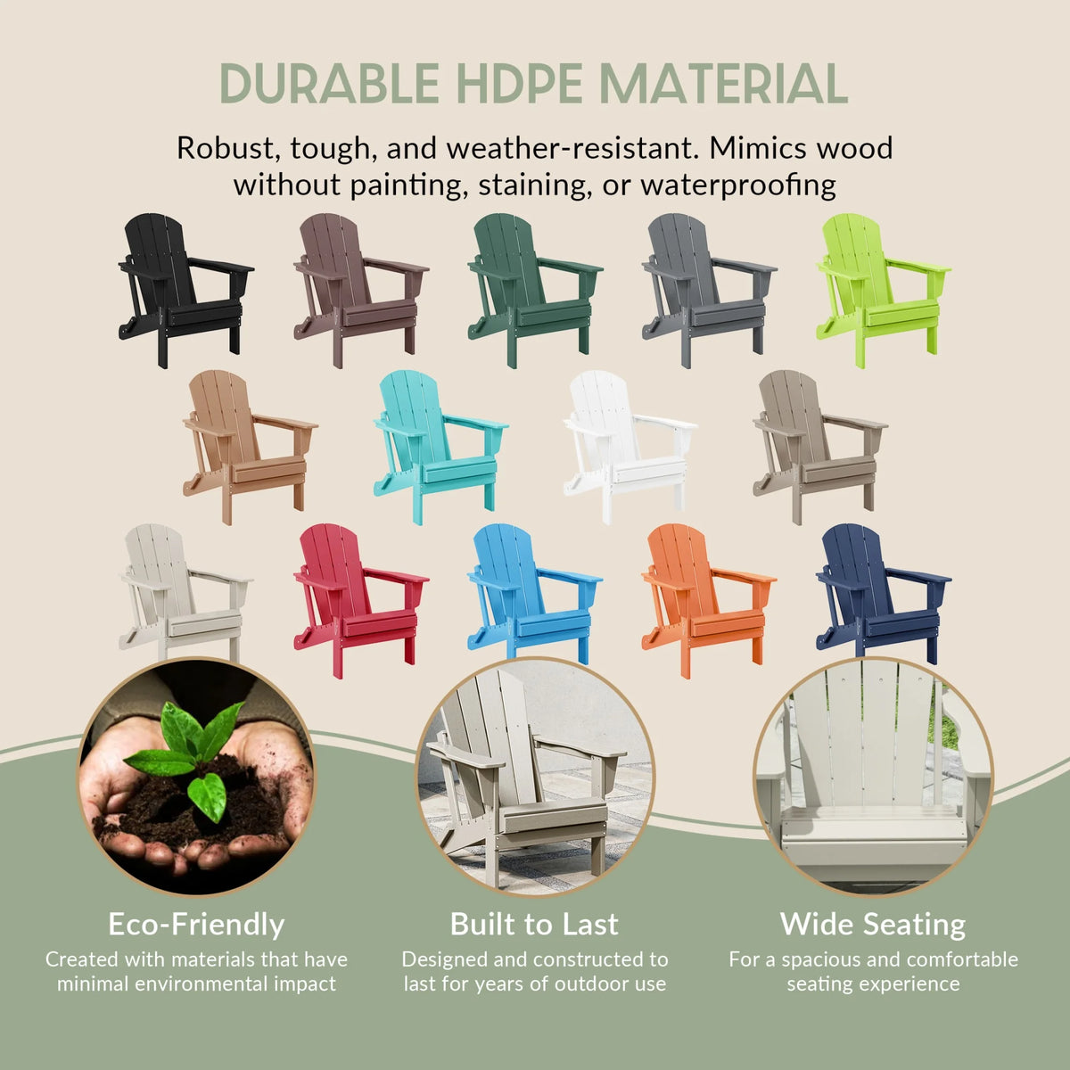 Westintrends Outdoor Folding HDPE Adirondack Chair, Patio Seat, Weather Resistant, Dark Brown