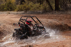 Coleman Powersports GK200 196cc Gas Powered Go-Kart, Two-Seater Off-Road Vehicle Up to 23 MPH, Rugged Suspension, Pull-Start Engine, Ages 13+, Red