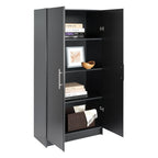 Prepac Adjustable Shelves Cabinet - Functional Tall Garage Table, 16"D x 32"W x 65"H Freestanding Garage Cabinet with 2-Doors, Espresso - EES-3264