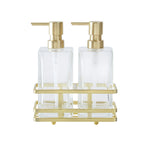 Home Decor 3-piece Glass Soap Dispenser Set with Metal Storage Caddy