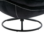 Velvet Swivel Accent Chair with Ottoman, Modern Chaise Lounge Chair with Metal Frame and Footstool, Comfy Armchair Reading Chair for Living Room Bedroom Office,Blue