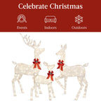 Best Choice Products 6.5ft 3-Piece Lighted Christmas Deer Set Outdoor Yard Decoration w/ 385 LED Lights, Stakes - Gold