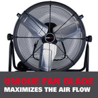Ecomax 24 Inch High Velocity Drum Floor Fan. Industrial. 3-Speed. Adjustable Tilt