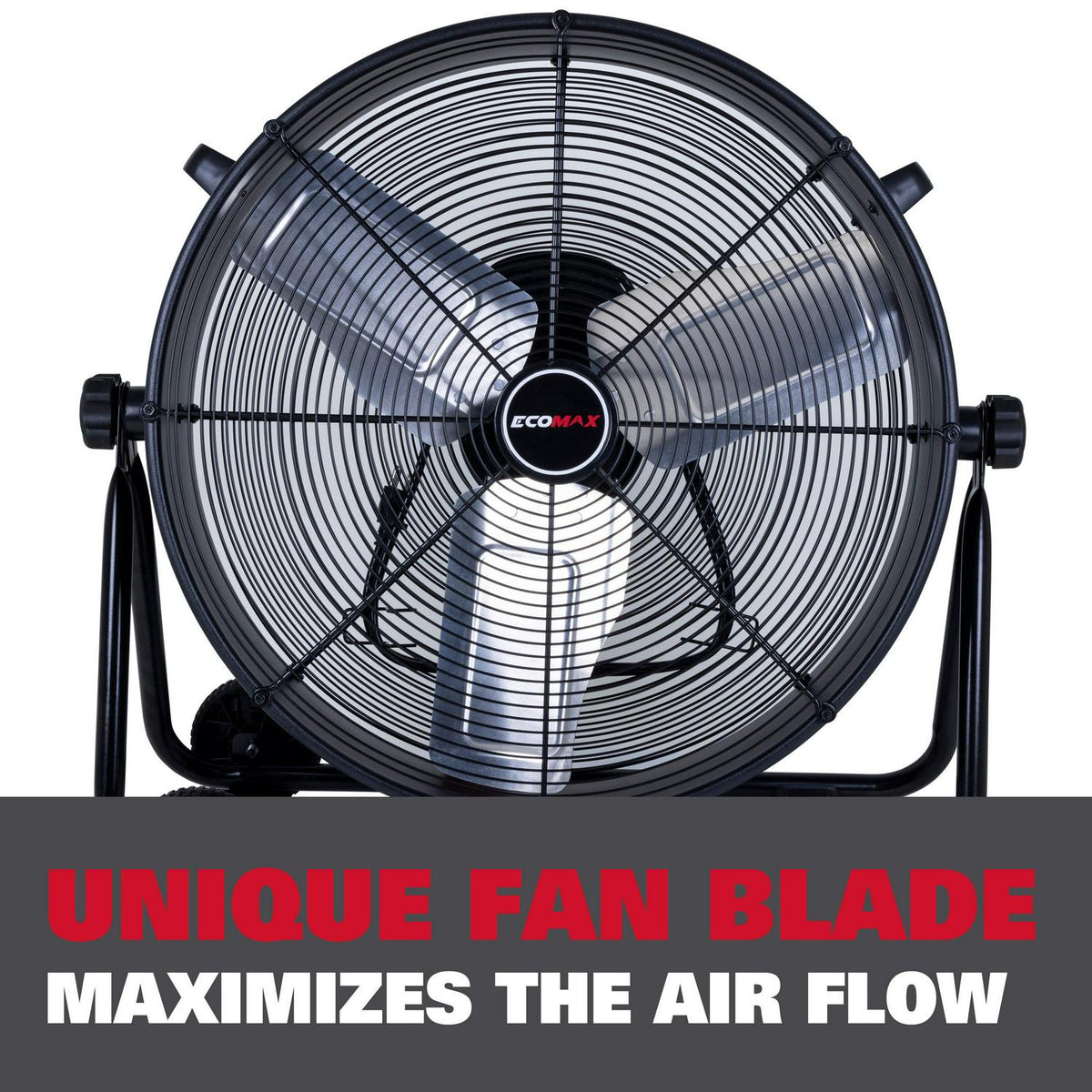 Ecomax 24 Inch High Velocity Drum Floor Fan. Industrial. 3-Speed. Adjustable Tilt