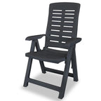 vidaXL Reclining Patio Chairs Outdoor Stack Dining Chair with Armrest Plastic