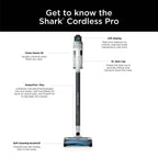 Shark® Cordless Pro Stick Vacuum with Clean Sense IQ Technology, Power Fins PLUS Brushroll, Crevice Tool Included, HEPA Filtration, IZ540H
