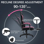 Hoffree Gaming Chair with Massage Fabric Office Chair with footrest for Adults, Ergonomic Gamer Chair with Headrest and Lumbar Support for Office Gaming, 440 LBS