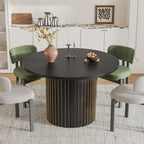 Modern Round Dining Table, 47 Inch Small Circle Kitchen Tables for 4-6, Wood Strip Base, Farmhouse Table for Kitchen, Dinning Room, Walnut