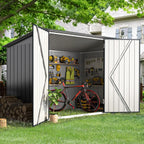 YODOLLA Outdoor Storage Shed, 3 x 7 Ft Bike Sheds & Outdoor Storage, Small Metal Outdoor Storage Cabinet for Garden