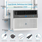 8000Btus Window Air Conditioner Over the Sill AC Up to 370 Sq.Ft With Remote & App