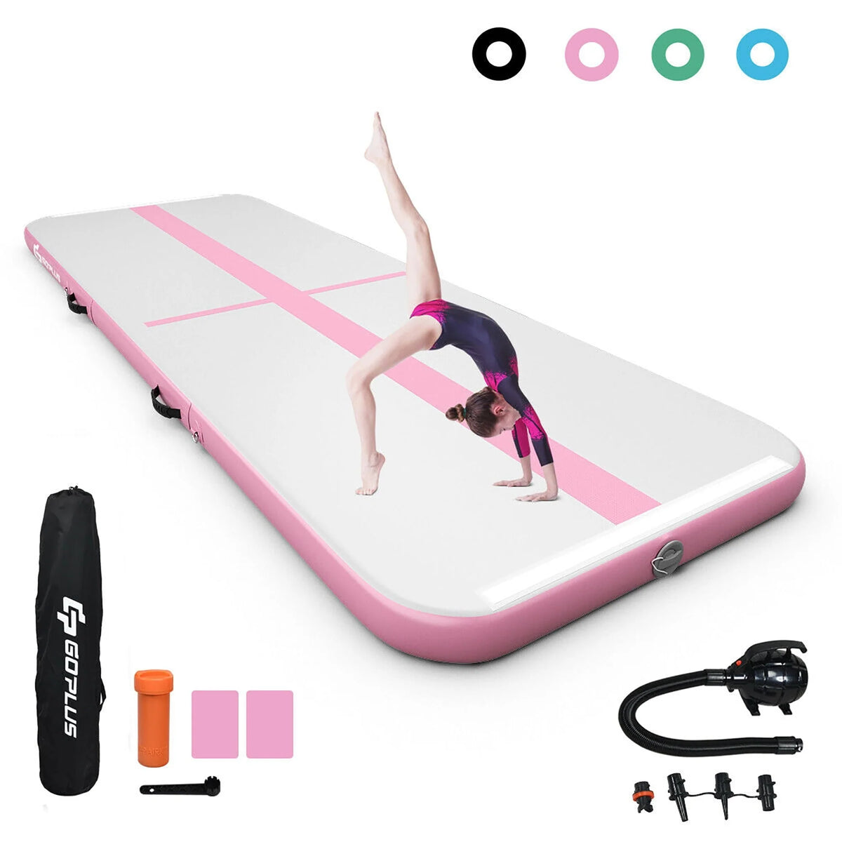 Goplus 10FT Air Track Inflatable Gymnastics Tumbling Mat w/ Pump Pink