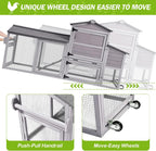 MEDEHOO 80" Mobile Chicken Coop with Wheels - Weatherproof Wooden Hen House, Outdoor Poultry Cage & Nesting Box Run, Expandable Design