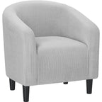 Yaheetech Upholstered Club Chair Accent Barrel Chair, Ivory