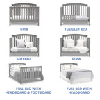 Delta Children Waverly 6-in-1 Convertible Baby Crib. Grey