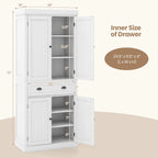 Gymax 72'' Kitchen Pantry Storage Cabinet Tall Freestanding Cupboard w/ 4 Doors Large Drawer White