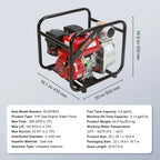VEVOR Gasoline Engine Water Pump,3-inch, 7HP 265 GPM, 142ft Lift, 22ft Suction,4-Stroke Gas Powered Trash Water Transfer Pump Portable High Pressure with 25ft Hose for Irrigation Pool, EPA Certified