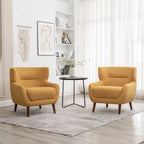 ALEAVIC White Accent Chair Upholstered Armchair with Solid Wood Legs
