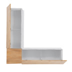Linon Nook Bench Collection L-Shaped Wood Farmhouse Breakfast Bench with Hidden Storage, White