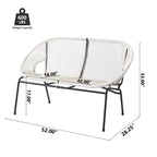 Aspen Modern Outdoor Patio Basket Loveseat, Hammock Weave Design, Metal Frame, Green