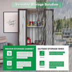 AECOJOY Outdoor Storage Cabinet for Garden & Patio, a Metal Organizer with Doors and Shelves in Gray