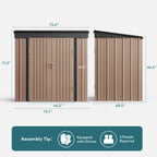 Lofka 6ft x 4ft Outdoor Storage Shed, Metal Garden Shed,Brown