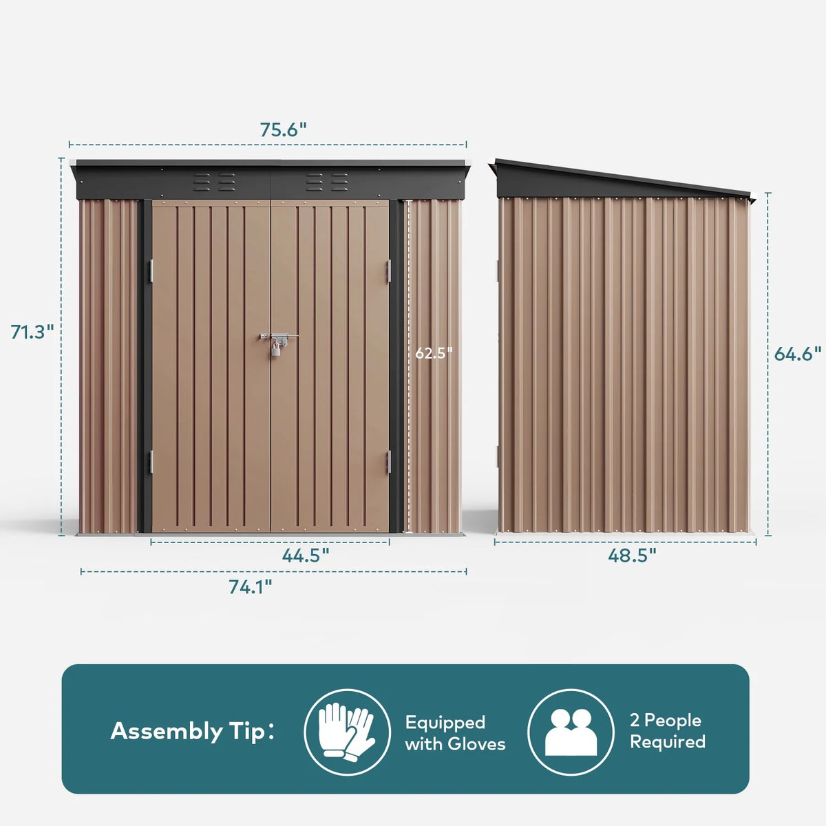 Lofka 6ft x 4ft Outdoor Storage Shed, Metal Garden Shed,Brown
