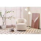 Swivel Chair, Round Accent Sofa Chair, Teddy Fabric Swivel Accent Armchair, Modern Leisure Arm Chair for Living Room, Hotel, Bedroom, Office, Ivory