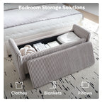 Pinmoco 44" Storage Ottoman Bench, Upholstered Entryway Bench with Storage End of Bed Bench for Bedroom& Living Room, Corduroy Gray