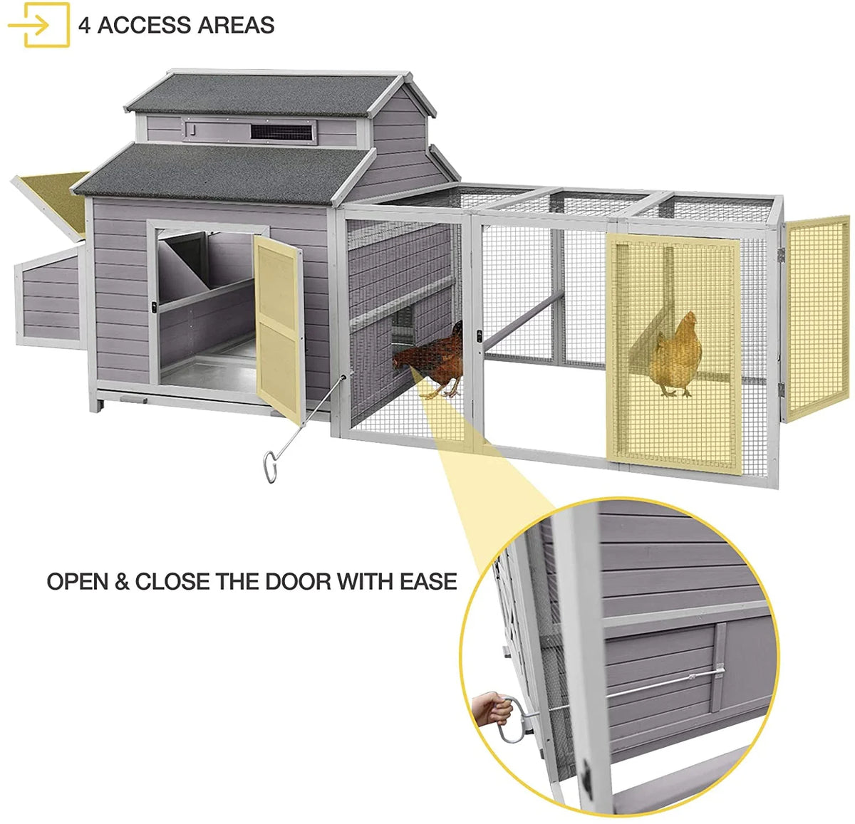 Aivituvin Extra Large Chicken Coop Wooden Hen House for 8-10 Chickens