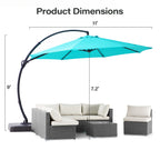 LAUSAINT HOME 11FT Patio Umbrella with Base, Outdoor Deluxe Curvy Cantilever Umbrella for Patio Pool Deck, Champagne