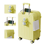 20" Expandable Luggage with Spinner Wheels+UBS+Cup Holder+Side Hooks ,ABS+PC,Multifunctional Suitcases with Wheels(BLUE)