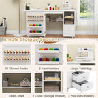 Costway Folding Sewing Table Charging Station Multifunctional Sewing Machine Cart Table