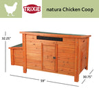 TRIXIE Weatherproof Outdoor Wooden Chicken Coop with 2 Nesting Boxes & Run, Brown