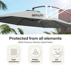 LAUSAINT HOME 11FT Patio Umbrella with Base, Outdoor Deluxe Curvy Cantilever Umbrella for Patio Pool Deck, Champagne