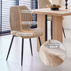5 Piece 47'' Round Dining Table Chairs Set for 4, Farmhouse Gray Kitchen Table with 4 Boucle Mid Century Modern Dinning Room Chairs, Wood Dinner Table &Upholstered Chair Set of 4, Beige