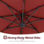 Costway 10 FT Solar Offset Hanging Umbrella Patio Cantilever Umbrella with 32 LED Lights Brown