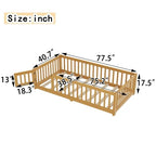 Bellemave Full Size Floor Bed with Door and Fence Floor Bed with Bed Slats Sturdy Wood Floor Bed Montessori Bed Frame (Full, Pink)