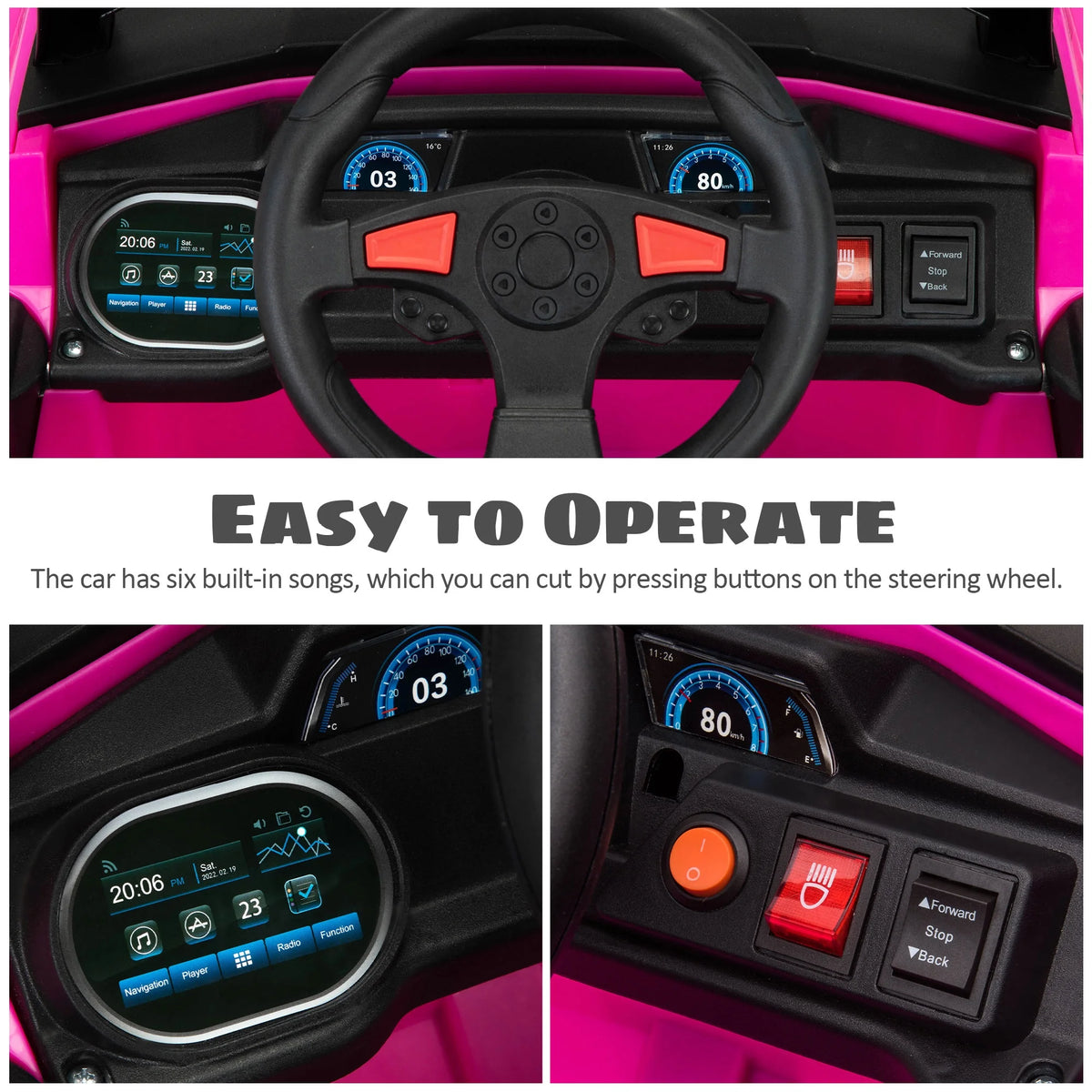 TOBBI 12V Kids Electric off-Road UTV Truck Car Battery Powered Ride on Toys for Girls with LED Headlights, Music, Horn