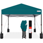 Best Choice Products 12x12ft Easy Setup Pop Up Canopy w/ 1-Button Setup, Wheeled Case, 4 Weight Bags - Navy Blue