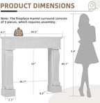 EPICOZY 44.5" Fireplace Mantel, Freestanding Fireplace Surround with Leg for Electric Fireplaces, MDF Mantel Surround with Shelf for Living Room with Decorative Pattern, Anti-Tipping & Waterproof