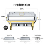 Chafing Dish Buffet Set 4 Pack: TINANA 8QT Stainless Steel Chafing Dishes for Buffet, Chafers and Buffet Warmers Sets for Parties, Events, Wedding, Camping, Dinner-Gold