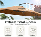 LAUSAINT HOME 11FT Patio Umbrella with Base, Outdoor Deluxe Curvy Cantilever Umbrella for Patio Pool Deck, Champagne